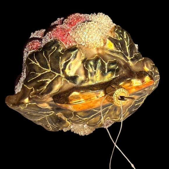 VTG Polanaise Hand Blown Glass Grape Cluster Christmas Ornament Frit Glitter 6” - Picture 3 of 12